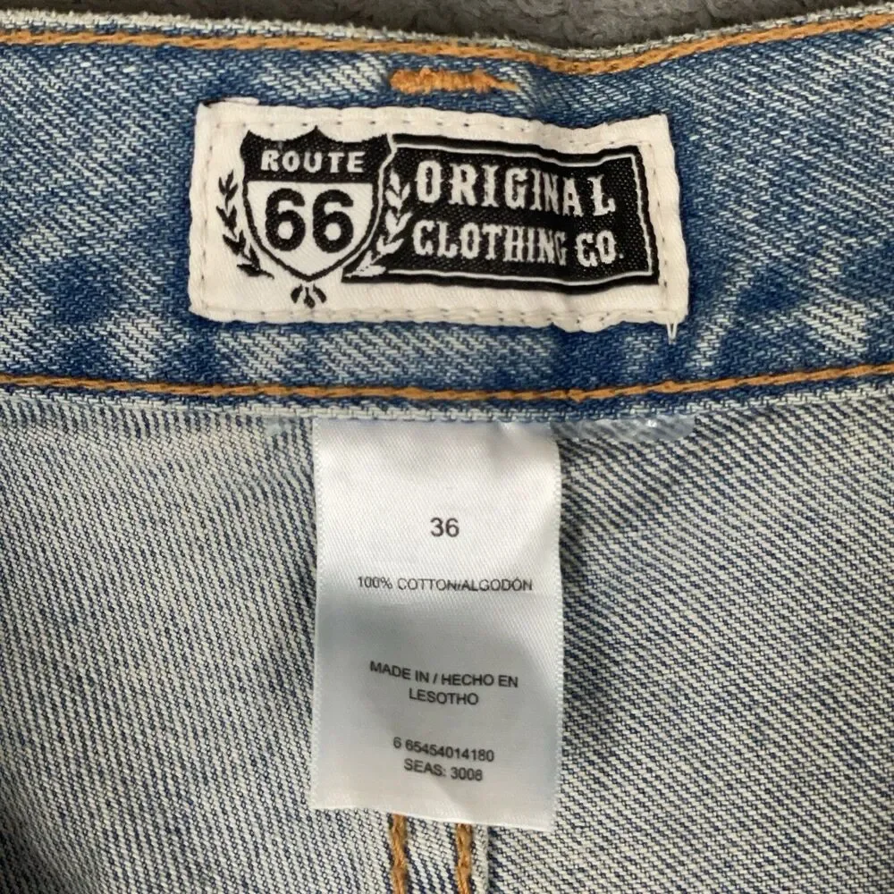 Route 66 Men's Carpenter Denim Shorts Blue Light Wash Hammer Loop Size 36